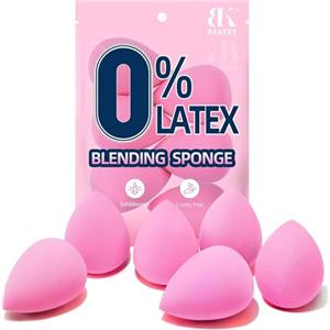 BEAKEY Set di Spugnette Per il Trucco da 6 Pezzi, Spugnette Trucco Make up di Bellezza per Sfumare il Fondotinta, Spugne Per il Trucco Rosa