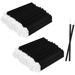 Alaoo 100 Pezzi Monouso Pennelli Labbra, Applicatore per Rossetto, Lip Gloss Applicatore Bacchette Pennello, Pennello per Dettagli Sulle Labbra(Nero)