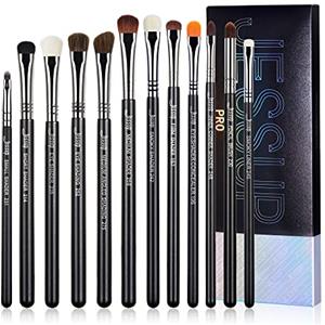 Jessup pennelli ombretto Set pennelli make up 12 pezzi Set pennelli trucco occhi premium professionale sfumato Smoky Shader Pennello correttore Nero Argento T339