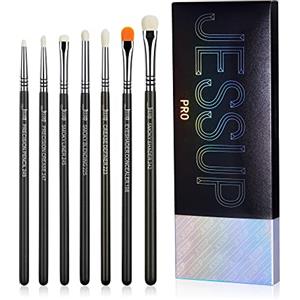 Jessup pennelli ombretto 7 Pz Set pennelli occhi pennelli make up professionale pennelli trucco occhi alta qualità Smoky Blending Shader Precision Crease Definer Nero Argento T334