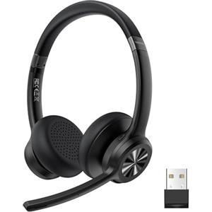 TECKNET Cuffie Bluetooth con Microfono, con Cancellazione del Rumore e Microfono Muto,Cuffie Ufficio Ricaricabili per Autisti di Camion/PC/Call Center/Skype/Cellulare