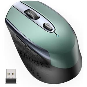 cimetech Mouse senza fili, mouse ottico 2.4GHz slim con ricevitore USB silenzioso Nano, 800-1200-1600 DPI regolabile, compatibile con computer portatile, PC, tablet, notebook-verde scuro