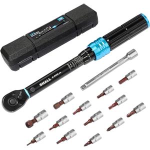 Shall Set di chiavi dinamometriche da 15 pezzi da 1/4", (2-25 Nm) Doppia direzione regolabile a 72 denti per la manutenzione di bici e moto, con asta di prolunga e scatola di immagazzinaggio