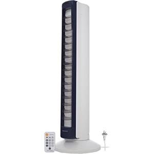 Iris Ohyama Woozoo, Ventilatore a torre silenzioso, potente e portatile, Portata 10m, Oscillazione, inclinazione verticale, Telecomando, Timer, Soggiorno - Woozoo TWF-C82T - Bianco
