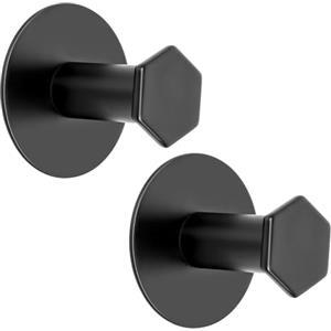 SAYAYO Ganci Adesivi Ganci Portasciugamani Nero in Acciaio Inox Gancio Appendiabiti da Parete Ganci Accappatoio Bagno Senza Foratura, Appendi Strofinacci per Cucina, 2 Pezzi