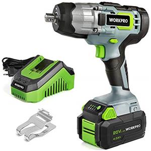WORKPRO Avvitatore ad Impulsi Senza Fili 20V, 300Nm Avvitatori a Massa Battente con 4,0Ah Batteria, Mandrino da 13 mm (1/2"), Velocità Variabile, Caricatore Rapido, Luce LED