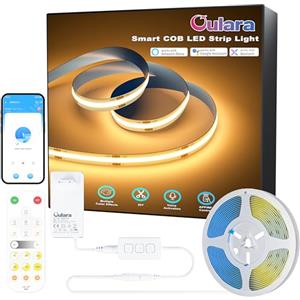 OULARA WIFI COB LED Striscia Blanco Caldo 2700K,10M Dimmabile set di luce a LED Nastro 24V,Lavori Intelligenti con Alexa/Google Assistant per l'illuminazione Armadio,Camera da letto,Cucina