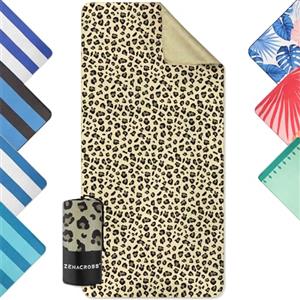 Zenacross - Telo Mare Microfibra - Asciugatura Rapida e Anti-Sabbia - Légère, fine et séchant rapidement - Asciugamano Grande Telo Mare XXL 90x180 cm - Leopardato
