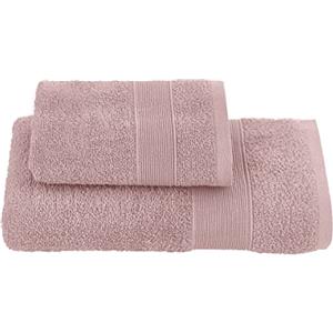 Baroni Home Set 2 Asciugamani Viso e 2 Asciugamani Ospite, 100% Cotone, Asciugamani Bagno, 55x100 cm e 40x50 cm Rosa