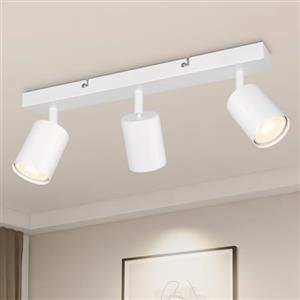 TaFiCo Faretto da Soffitto LED 3 Luci - Lampada da Soffitto GU10 Bianco - Plafoniera LED Faretto Orientabile Moderno per Soggiorno Camera da Letto Cucina - Senza Lampadina