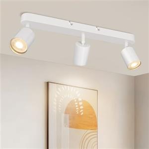 TaFiCo Faretto da soffitto a LED a 3 luci, per interni, bianco, GU10, moderno, orientabile, per soggiorno, camera da letto, cucina, senza lampadina