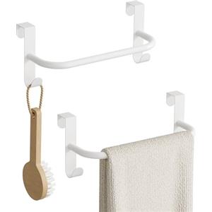 SAYAYO Portasciugamani Cucina Bianco con 2 Ganci, Porta Strofinacci da Cucina, Appendiabiti da Porta per Armadio, Cassetto, Bagno, Senza Forare, Antiscivolo, 2 Pezzi, 23CM
