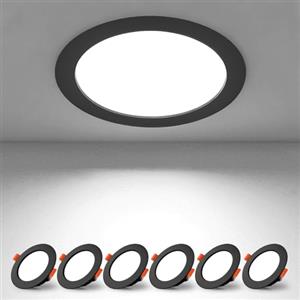 BAGZY Faretti LED Soffitto da Incasso per Cartongesso 220V 7W IP44 Ultrasottili 6000K Bianco Freddo Interno Nero Luce Diametro Foro 65-75mm per Cucina Soggiorno Set di 6（Modello senza conducente）