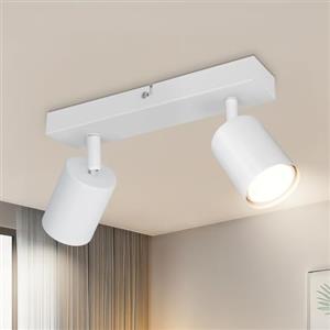 TaFiCo Faretto da Soffitto LED 2 Luci - Lampada da Soffitto GU10 Bianco - Plafoniera LED Faretto Orientabile Moderno per Soggiorno Camera da Letto Cucina - Senza Lampadina