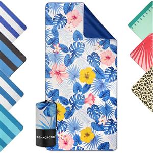 Zenacross - Telo Mare Microfibra - Asciugatura Rapida e Anti-Sabbia - Légère, fine et séchant rapidement - Asciugamano Grande Telo Mare XXL 90x180 cm - Fiori tropicali