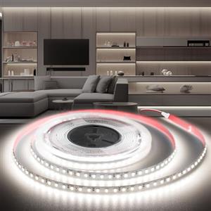 BRIMETI Striscia LED 24V 5Metri, Luce LED Interno 6000K Bianco Freddo Strisce Nastro SMD2835 120LED/m Luminoso, Larghezza 8 mm, per Cucina, Soggiorno, Bar Feste (Senza Alimentatore)