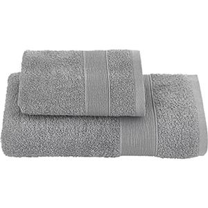 Baroni Home Set 2 Asciugamani Viso e 2 Asciugamani Ospite, 100% Cotone, Asciugamani Bagno, 55x100 cm e 40x50 cm Grigio