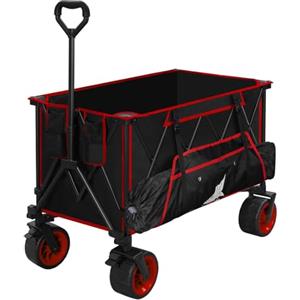 WOLTU Carrello Pieghevole con Ruote da Spiaggia, Giardino, Campeggio, Viaggio, Spesa, con Borsa di Trasporto, Oxford+Acciaio, Nero+Rosso