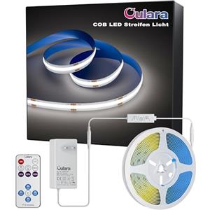 OULARA Striscia LED COB Kaltweiß 6000K 6M,1920LED Dimmerabile 24V,Flessibile con telecomando RF e Alimentatore CRI90+ Luce da Incasso luminosa per Decorazione Domestica Fai da te