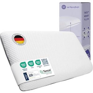 Wolkenfeld Cuscino Memory Foam Ergonomico 60x40x12 - Cuscino Letto traspirante e comodo - Supporto Ottimale per Collo, Schiena e Spalle - Fibra Tencel - Certificato OEKO-TEX