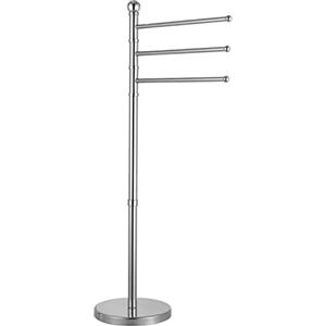 Baroni Home Piantana Porta Asciugamani a 3 Braccia, Acciaio, Metallo Cromato Antiruggine, Portasciugamani da Terra con Base Pesante, 44X23X89 cm, Baroni Home Bagno Cromo Acciaio