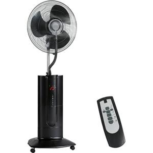 HOMCOM Ventilatore Nebulizzatore con Serbatoio 1.5L, 3 Modalità e 3 Velocità, Ventilatore a Piantana con Ruote, Oscillazione 120°, Inclinazione 20°, Timer 9h, Display LED e Telecomando, 100W, 130cm