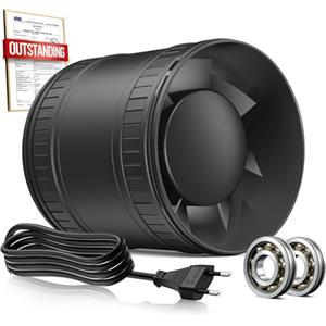 BUMSOU Estrattore Aria 100mm, Ventilatore di Condotto Compatto con Protezione Contro il Surriscaldamento, 15W 130m³/h Ventola Aspirazione Potente Silenzioso, Aspiratore Bagno Cucina Garage Tenda