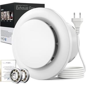 SBONNI Ventilatore da bagno 100 mm,Silenzioso Aspiratore Estrattore aria 130m³/h,Per Bagno,Wc,Cucina,Ufficio,Serra,Garage,Ventola aspirazione Vortice Basso Consumo (4 inch)