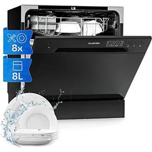 Klarstein Lavastoviglie 8 Coperti, Libera Installazione Silenziosa con 6 Programmi di Lavaggio, Mini Lavastoviglie Piccola, Mini da Tavolo Compatta e Facile da Installare