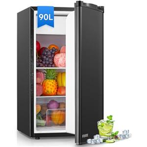 FOHERE Frigorifero Piccolo 91L MonoPorta Reversibile con Congelatore, Termostato Regolabile, Silenzioso, Scomparto per Verdure, Mini Frigo da Ufficio, Camera, Nero