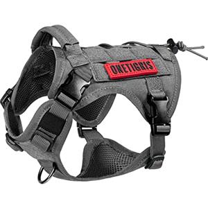 OneTigris Pettorina per cani, FIRE WATCHER pettorina tattica di sicurezza per cani con 1 maniglia e 2 anelli a D, in nylon 1000D (XXS, Grigio)