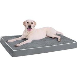 KSIIA Cuccia Cane Interno Taglia Grande, 91x68x7cm, Cuccia per Cani Ortopedico, Letto per Cani Sfoderabile e Lavabile, Cuscino Cane Impermeabile, Base Antiscivolo, Grigio scuro