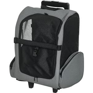 PawHut Trasportino Zaino 2 in 1 per Cani e Gatti con Tasche Laterali, Maniglia Telescopica e Ruote, 42x25x55cm, Grigio