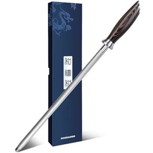 HOSHANHO Acciaino Professionale, Affilacoltelli da Cucina 30 cm, Acciaio Giapponese ad Alto Tenore di Carbonio per Affilare i Coltelli con Impugnatura Ergonomica in Pakkawood
