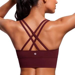 CRZ YOGA Donna con Spalline Reggiseni Sportivi Longline Imbottito Allenamento Raccolto Canotta Top Merlot Rosso 42