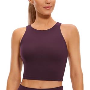 CRZ YOGA Donne Butterlux Collo Alto Palangaro Gli Sport Reggiseno - U Indietro Allenamento Top Corto Viola Profondo 46