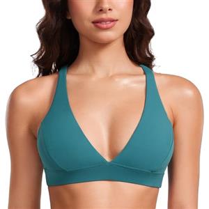 CRZ YOGA Butterluxe Profondo Scollo a V Sport Reggiseni per Donne Criss Croce Sexy Imbottito Yoga Reggiseno Giada Verde 48