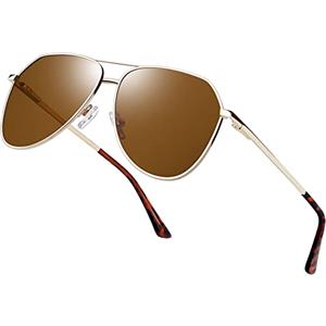 Joopin Occhiali da Sole da Uomo Donna Polarizzati Protezione UV400 Ultraleggeri Montatura Metallo Classici Vintage Goccia Pilota Occhiali da Sole (Marrone)