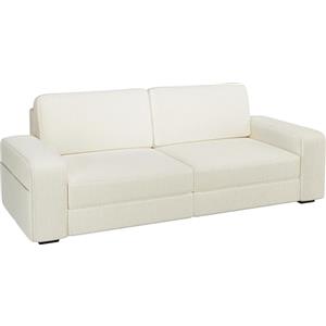 Yaheetech Divano a 2 Posti in Velluto Divanetto Imbottito con Braccioli e Schienale Sofa con Tasche Portaoggetti Laterali per Salotto Soggiorno 212 × 81.5 × 83.5 cm Avorio