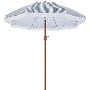 Yaheetech Ombrellone da Spiaggia Giardino Inclinabile con Frange 215 cm in Poliestere e Metallo con Borsa per Trasporto Protezione UV Esterno Cortile Piscina Blu e Bianco