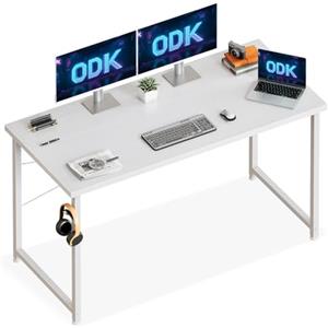 ODK Scrivania per Computer, 120x48cm Scrivania da Ufficio, Scrivanie da Lavoro con Gancio para Auriculares Mesa, Bianca