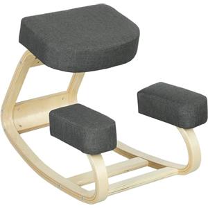 Vinsetto Sedia Ergonomica con Inginocchiatoio e Movimento a Dondolo, Sedia Posturale Imbottita Moderna in Legno di Betulla e Poliestere, 51x69x58 cm, Grigio