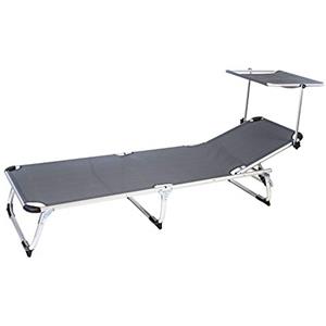 AVANTI TRENDSTORE - Beach - Sdraio a 3 gambe d'appoggio e tettuccio parasole, con telaio in alluminio e tessuto in rete traspirante grigia. Dimensioni LAP 189x29-105x60 cm (Grigio)