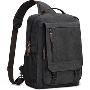 S-ZONE Zaino da Uomo in Tela Impermeabile da 13-16 Pollici per Laptop Borsa a Tracolla Casual