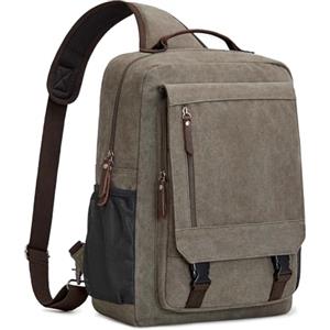 S-ZONE Zaino da Uomo in Tela Impermeabile da 13-16 Pollici per Laptop Borsa a Tracolla Casual