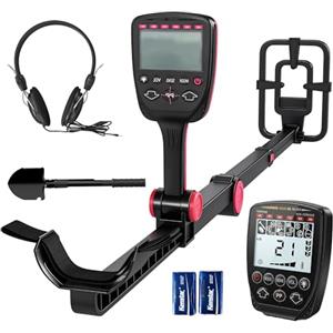 Outsunny Metal Detector Pieghevole per Adulti, Rilevatore di Metalli Oro Impermeabile IP68 con Bobina, Display LCD, 4 Modalità, Borsa, Pala, Cuffie, Asta Telescopica Regolabile, per Spiaggia Giardino