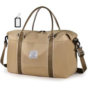 BAGZY Bagaglio a Mano Easyjet 45x36x20 Borsone da Viaggio Donna 35L Pieghevole Impermeabile Borsas per Sportiva Borsone da Palestra Borsa da Viaggio Borsas da Weekend per Uomo Borso da Cabina Cachi