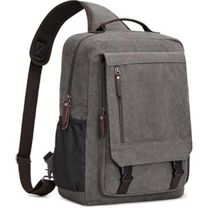 S-ZONE Zaino da Uomo in Tela Impermeabile da 13-16 Pollici per Laptop Borsa a Tracolla Casual