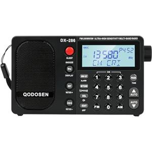 QODOSEN Radio portatile DX-286, con chip automobilistico TEF6686, LW, AM, FM, onde corte, sistema dati (RBDS/RDS), attenuatore dell'antenna, interruttore dell'antenna, interruttore AMP, 1000 preset,