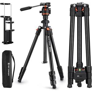 K&F CONCEPT Treppiede per fotocamera con testa sferica, in alluminio, per DSLR e smartphone, con supporto per tablet O234A3+BH-36